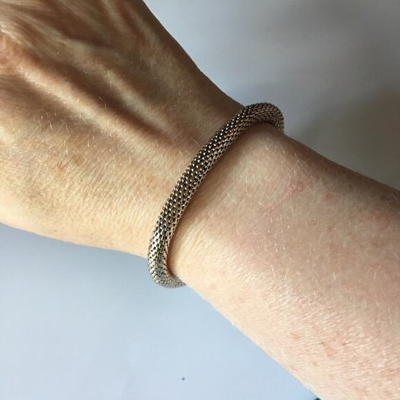 Delicate silver tone mesh roll-on style bracelet - Picture 8 of 8
